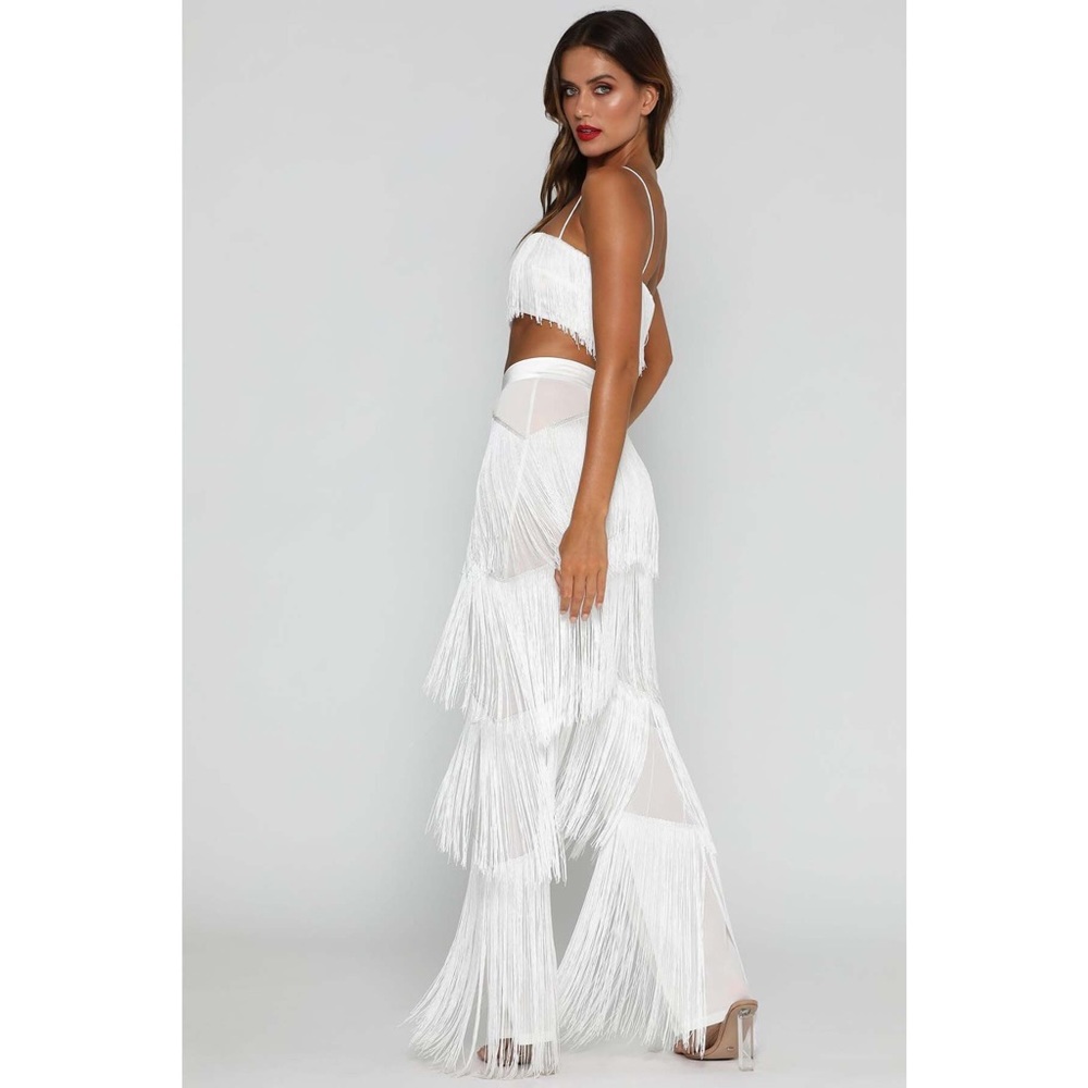 Meshki Amira Fringe Pants - White